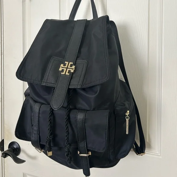 Tory Burch Black Backpack with Gold Accents - Picture 2 of 7